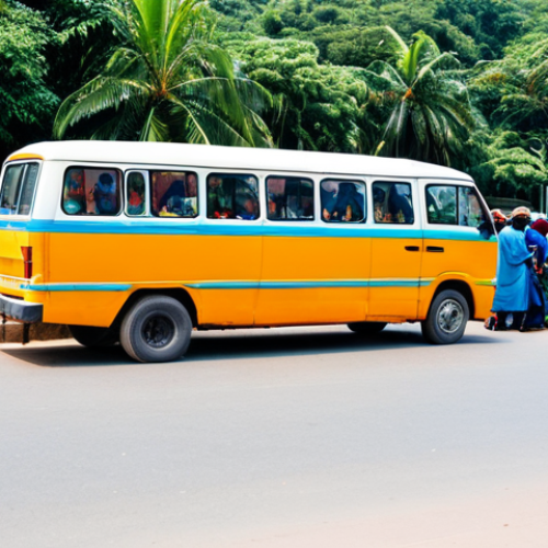 Home 6 A vibrant, bustling urban scene in Tanzania featuring a brightly colored dala-dala minibus at a designated bus stand. A diverse group of fully clothed Tanzanian people, men and women of various ages, in modest, appropriate attire and professional dress, are engaging with the dala-dala; some are boarding, others are waiting nearby. The background shows other local vehicles and everyday city life under bright daylight. Professional photography, high detail, realistic street scene, natural lighting, safe for work, appropriate content, fully clothed, perfect anatomy, correct proportions, natural pose, well-formed hands, proper finger count, natural body proportions, family-friendly.