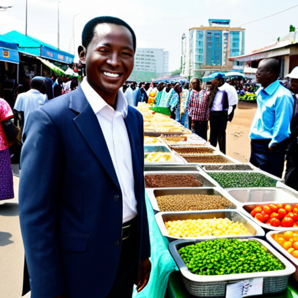 Economic Development Partnership**

"A bustling Tanzanian city street scene showcasing a newly constructed modern bridge in the background, funded by South Korean investment. Focus on the vibrant marketplace activity in the foreground with Tanzanian vendors selling goods. Include a Korean businessperson in a professional business suit, observing the scene with a smile. fully clothed, appropriate attire, professional setting, safe for work, perfect anatomy, natural proportions, family-friendly, daytime, sunny weather, high quality."

**