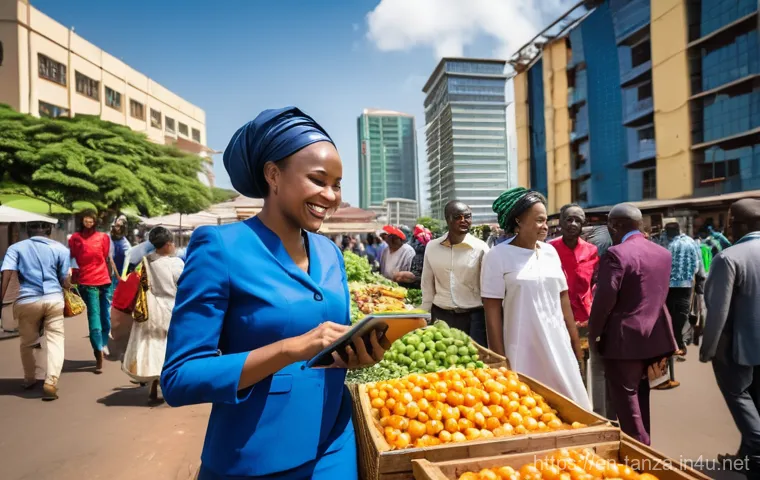 탄자니아의 국제 협력 및 원조 현황 - **Prompt: The Spirit of Tanzanian Self-Reliance and Economic Growth**
    A vibrant, wide-angle stre...