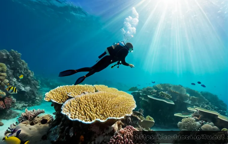 Home 17 탄자니아 해양 생태계 보존 노력 - Photorealistic underwater conservation scene off the coast of Zanzibar, Tanzania, a local marine bio...